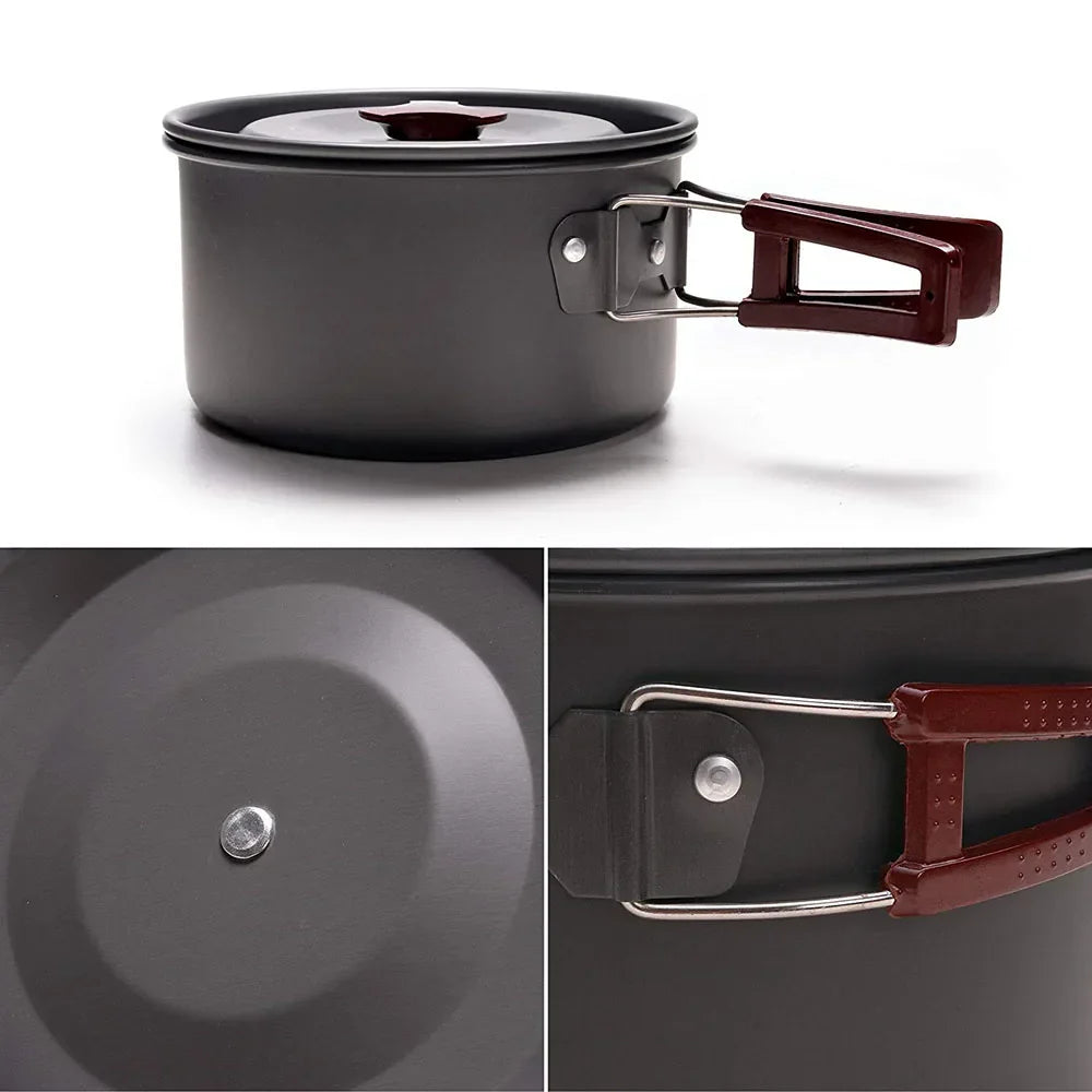Kit Cuisine Camping 14 Pièces Inox – Pour 3 à 5 Personnes