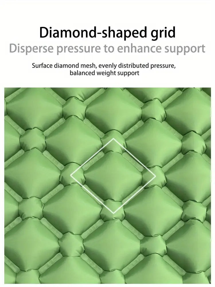 Matelas Gonflable de Camping avec Sac de Transport – 60x190 cm – Vert Militaire