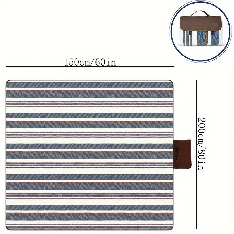 Tapis de Pique-Nique Outdoor avec Poignée – 150x200 cm Bleu Toutes Saisons