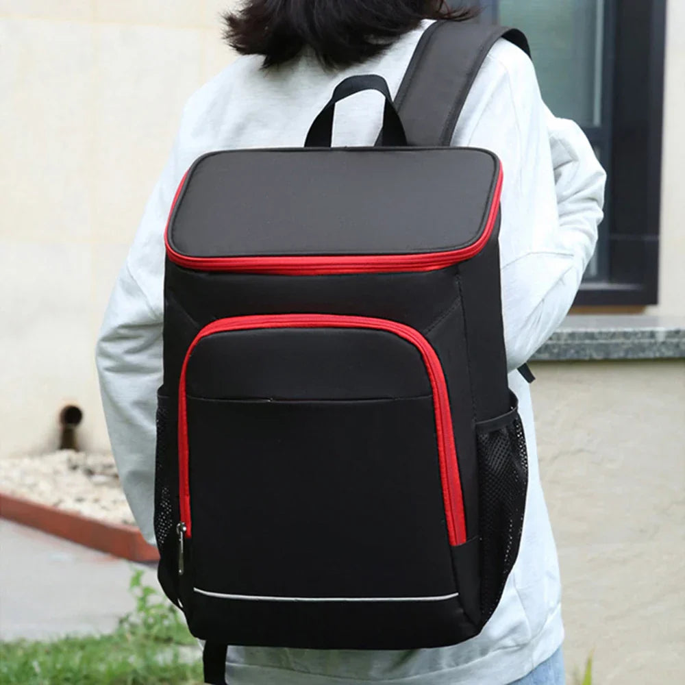 Sac à Dos Isotherme Étanche 30L Camping Randonnée – Noir et Rouge