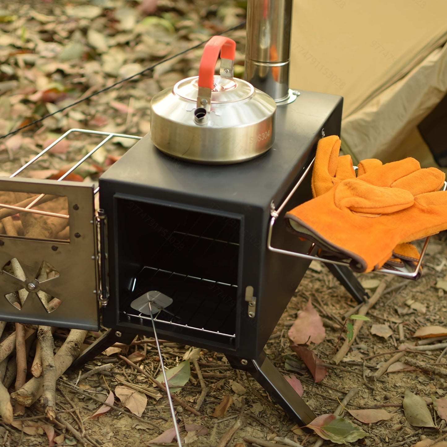 Poêle à Bois Portable Camping en Fer avec Cheminée – Cuisine & Chauffage