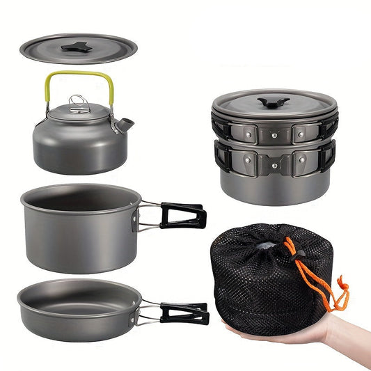 Kit Popote Aluminium 3 Pièces Camping - Casserole, Poêle & Bouilloire