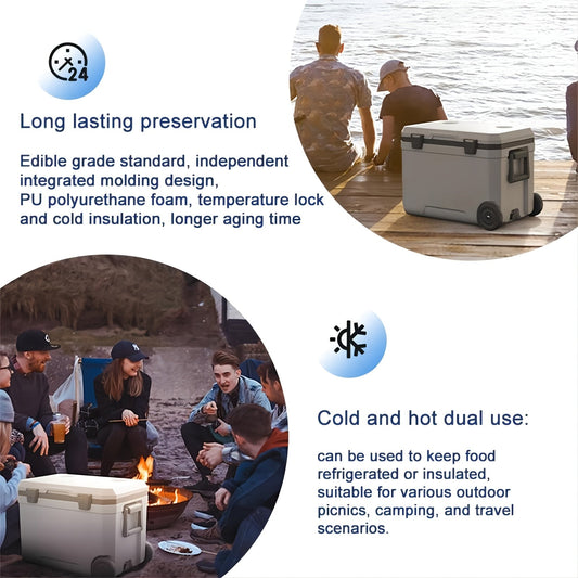 Glacière de Camping Portable 48 Quarts – Blanc et Vert PU