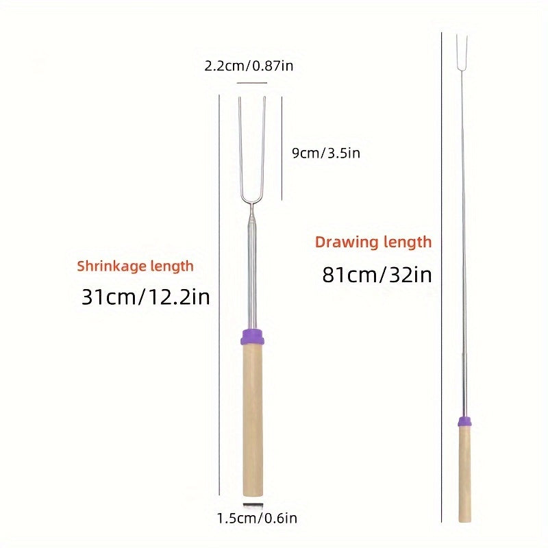 Brochettes Télescopiques Camping – Lot de 8 | Inox & Manche Bois