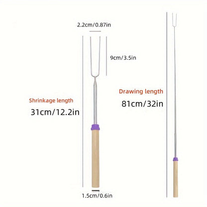 Brochettes Télescopiques Camping – Lot de 8 | Inox & Manche Bois