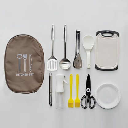 Kit Cuisine Camping 11 Pièces – Batterie Complète avec Sac de Transport
