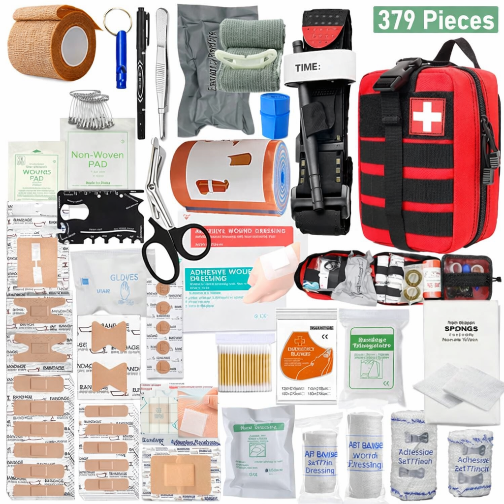 Trousse de Premiers Secours 379 Pièces – Kit d’Urgence Complet Camping, Outdoor & Maison