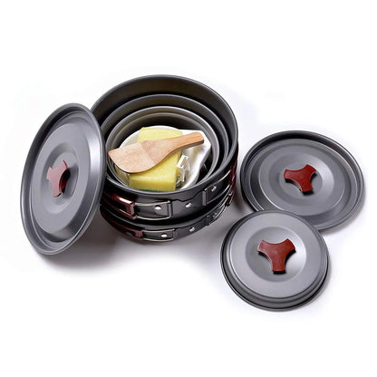 Kit Cuisine Camping 14 Pièces Inox – Pour 3 à 5 Personnes