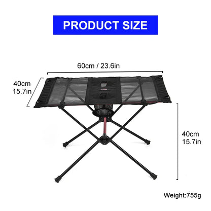 Table Pliante de Camping en Aluminium – Légère et Compacte Noire