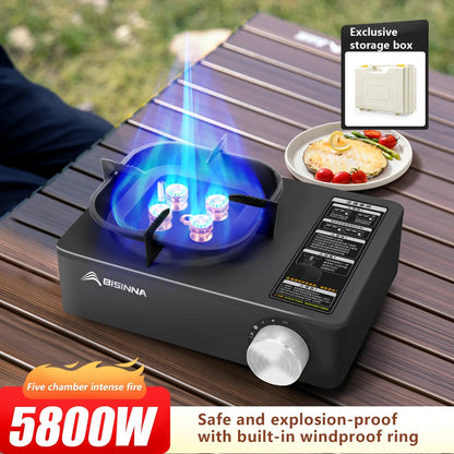 Réchaud Gaz Camping 5800W Windproof – Protection Surpression Intégrée