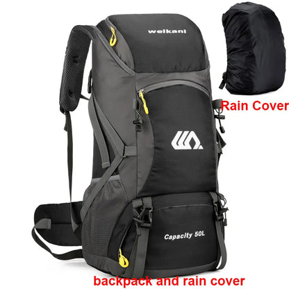 Sac à Dos de Randonnée Imperméable 50L – Camping, Trek et Voyage – Noir
