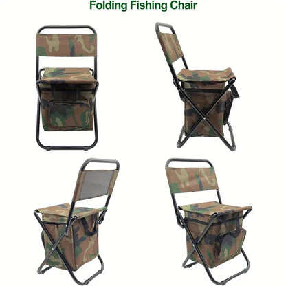 Chaise de Camping, Pêche Pliable avec Glacière Intégrée – Légère & Portable