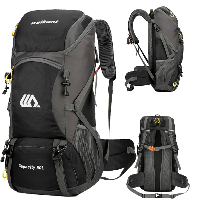 Sac à Dos de Randonnée Imperméable 50L – Camping, Trek et Voyage – Noir