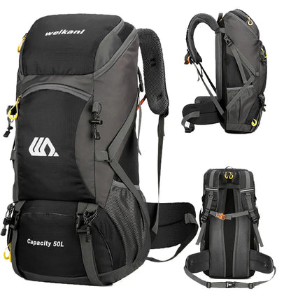 Sac à Dos de Randonnée Imperméable 50L – Camping, Trek et Voyage – Noir