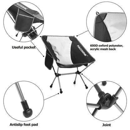 Chaise Lune de Camping Pliable Ultra-Légère – Aluminium 7075 Noire