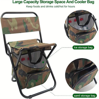 Chaise de Camping, Pêche Pliable avec Glacière Intégrée – Légère & Portable