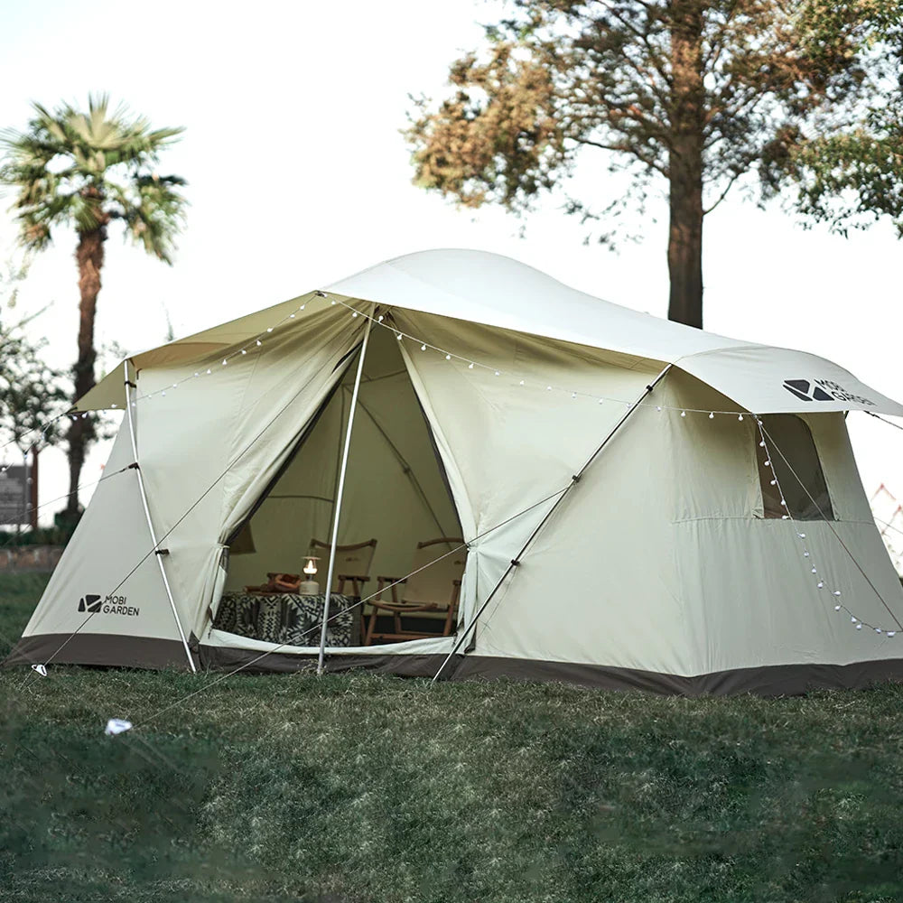 Tente de Camping Glamping Coton 3 Personnes Double Couche Imperméable – Ivoire