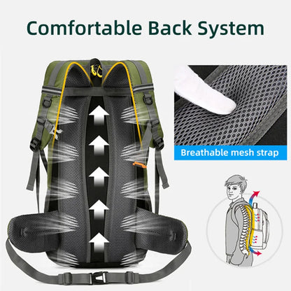 Sac à Dos de Randonnée Imperméable 50L – Camping, Trek et Voyage – Noir