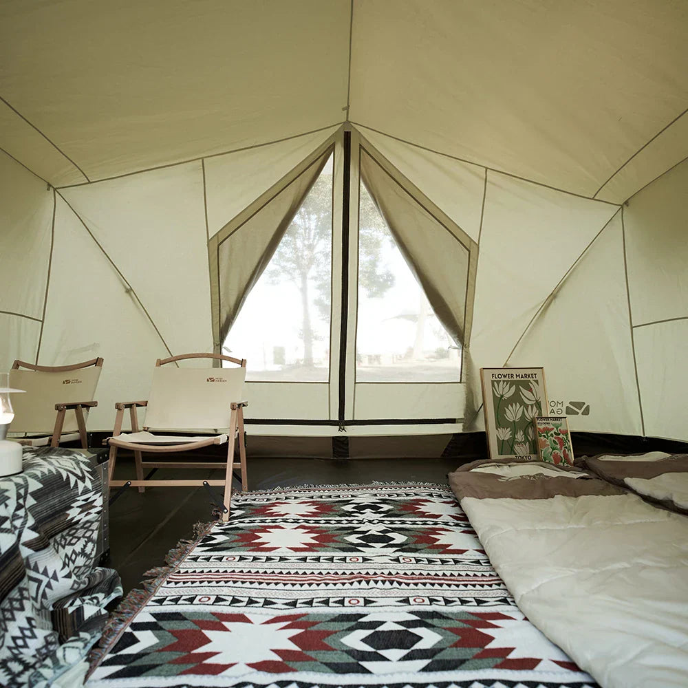 Tente de Camping Glamping Coton 3 Personnes Double Couche Imperméable – Ivoire