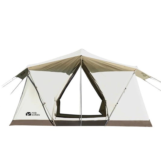 Tente de Camping Glamping Coton 3 Personnes Double Couche Imperméable – Ivoire