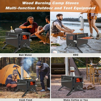 Poêle à Bois Portable Camping en Fer avec Cheminée – Cuisine & Chauffage