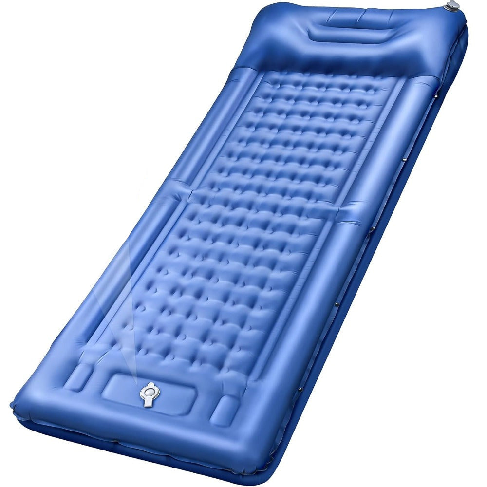 Matelas Gonflable de Camping 12,7 cm avec Oreiller – 196x72 cm – Bleu