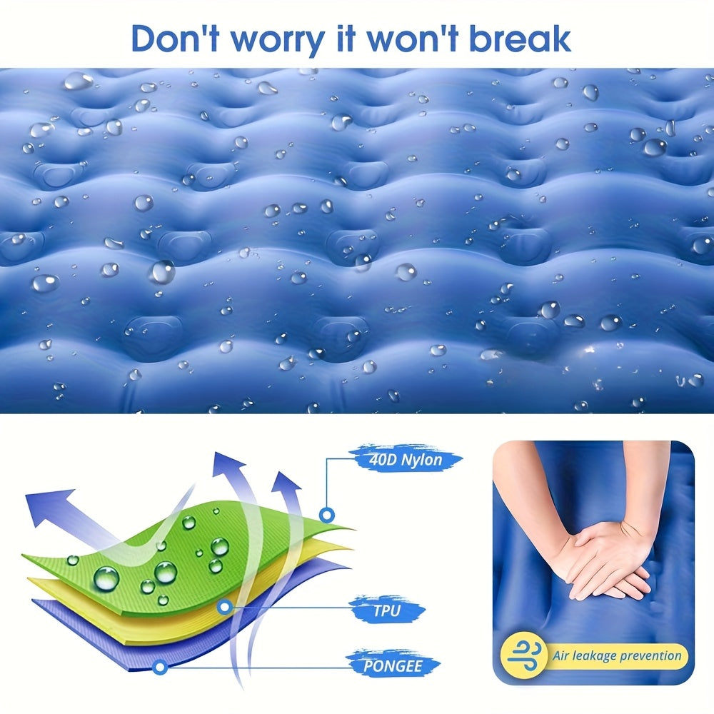 Matelas Gonflable de Camping 12,7 cm avec Oreiller – 196x72 cm – Bleu