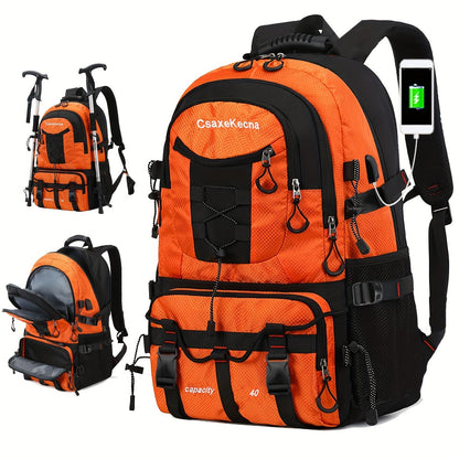 Sac à Dos Randonnée 40L avec Compartiment Laptop – Orange | Camping & Voyage