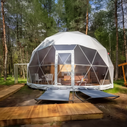 Tente Dôme Géodésique de Luxe 6M – PVC Imperméable | Glamping Hôtel & Resort