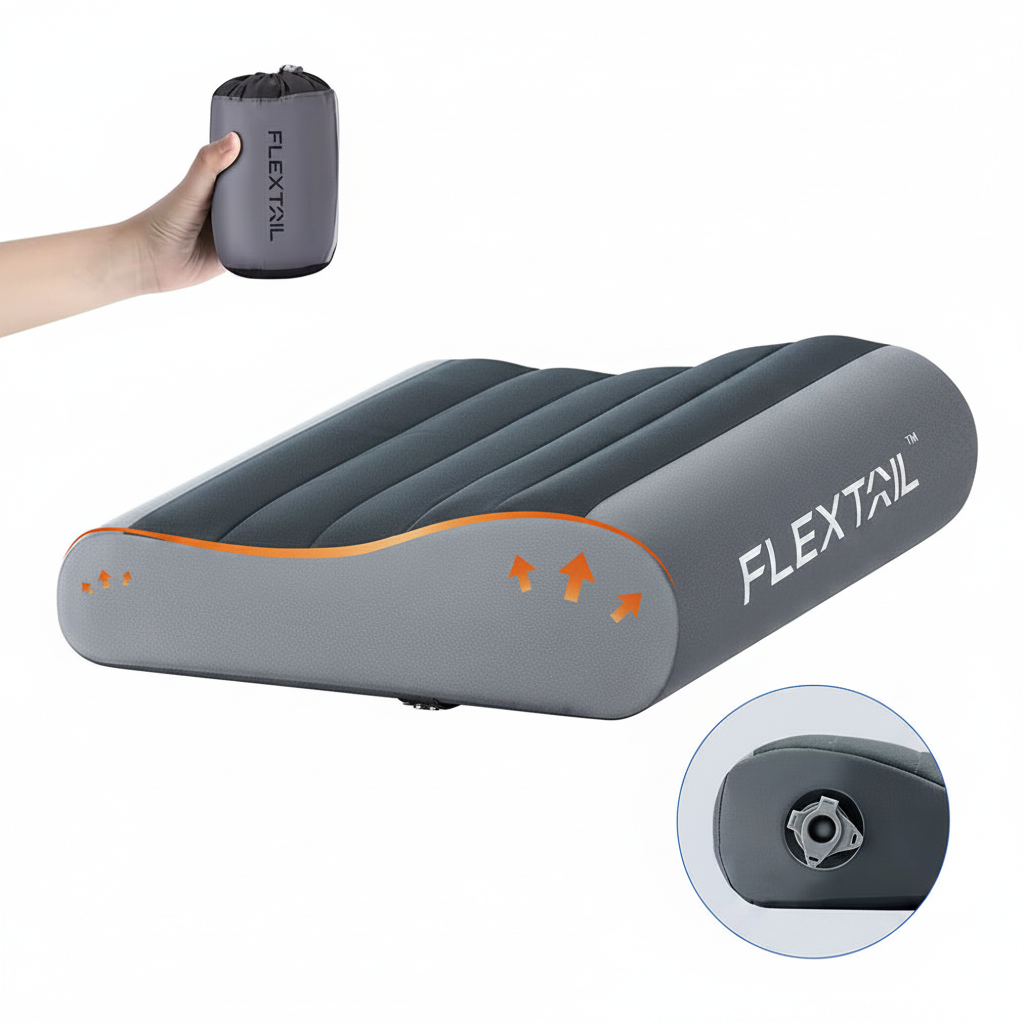 Oreiller de Camping Gonflable FLEXTAIL – Ergonomique, Léger & Lavable