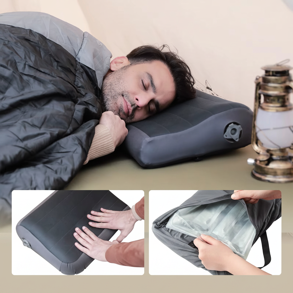 Oreiller de Camping Gonflable FLEXTAIL – Ergonomique, Léger & Lavable