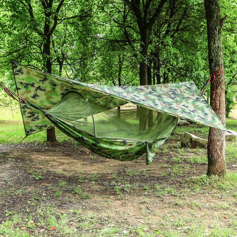Hamac Double Portable avec Filet Anti-Moustiques et Bâche de Pluie