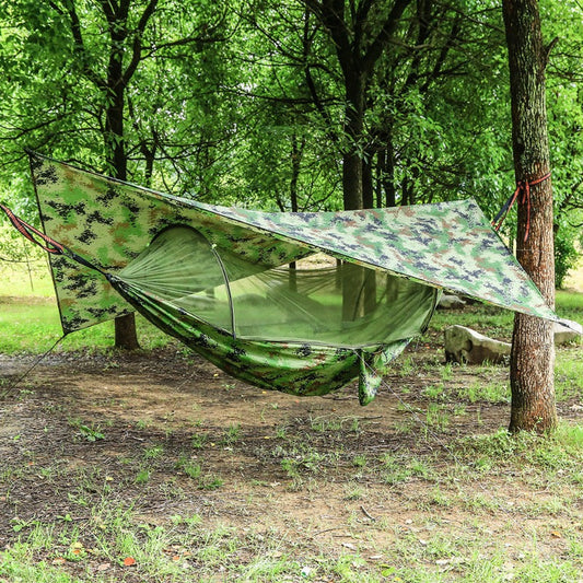 Hamac Double Portable avec Filet Anti-Moustiques et Bâche de Pluie