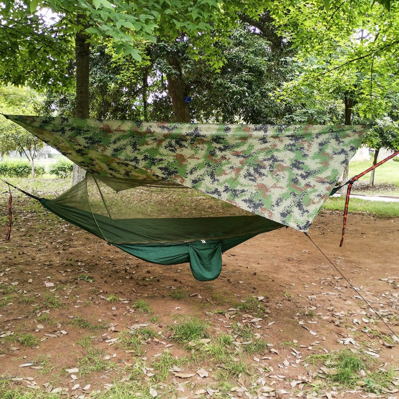 Hamac Double Portable avec Filet Anti-Moustiques et Bâche de Pluie