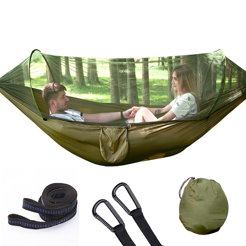 Hamac Double Portable avec Filet Anti-Moustiques et Bâche de Pluie